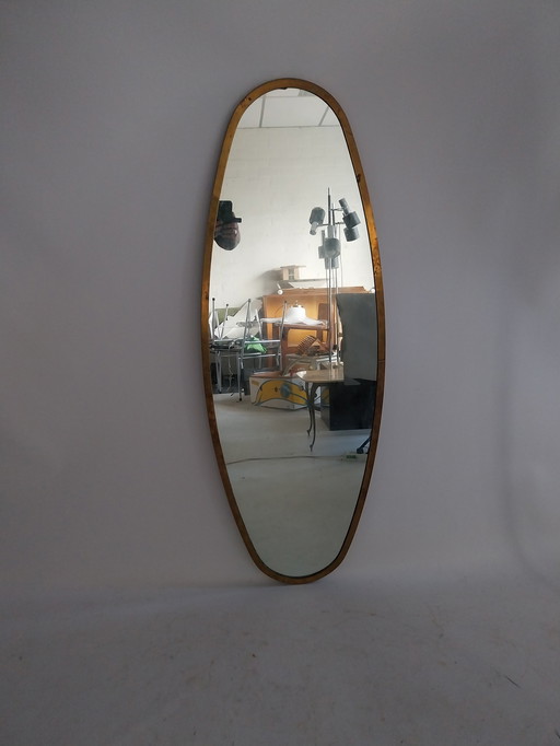 1970s italy heavy brass mirror 140 x 50cm 