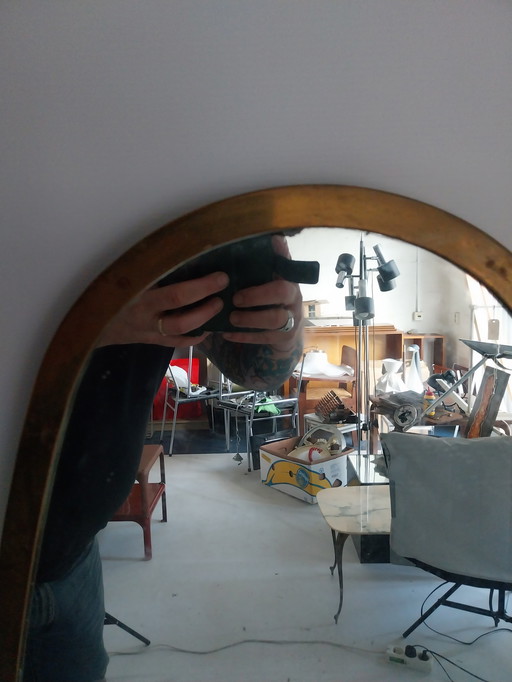 1970s italy heavy brass mirror 140 x 50cm 