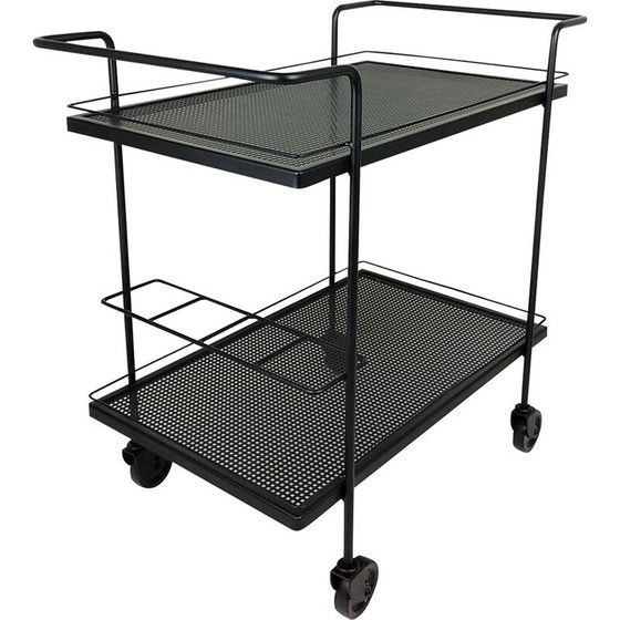 Image 1 of Vintage serving table in metal, iron and rubber by Mathieu Matégot, 1950