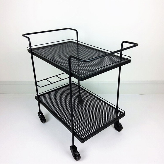 Image 1 of Vintage serving table in metal, iron and rubber by Mathieu Matégot, 1950