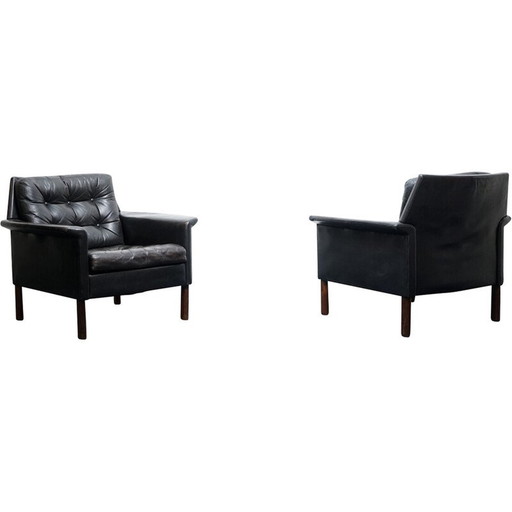 Pair of vintage aniline leather armchairs by Rudolf Glatzel for Kill International, Germany 1969