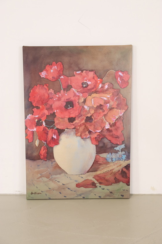 Image 1 of Jopie Huisman - Coquelicots dans un vase blanc