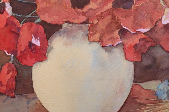 Image 1 of Jopie Huisman - Coquelicots dans un vase blanc