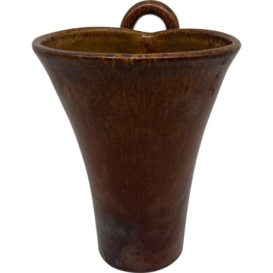 Image 1 of Vintage glazed ceramic ring vase, 1950