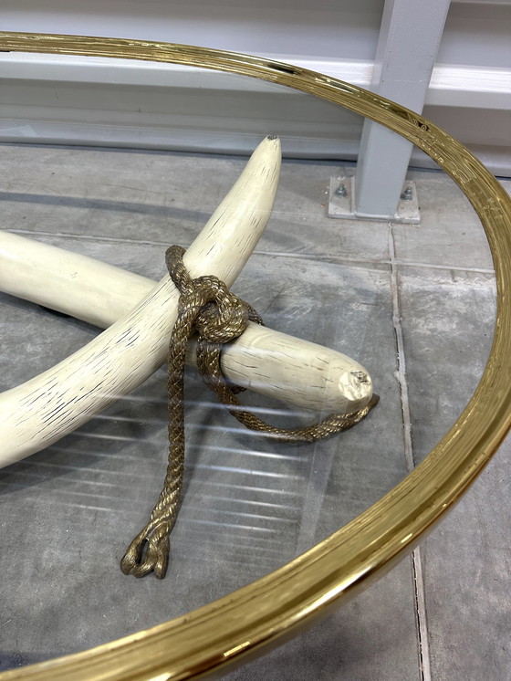 Image 1 of Italo Valenti faux elephant tusks coffee table