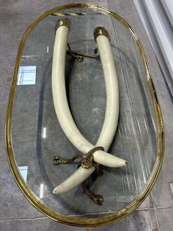 Image 1 of Italo Valenti faux elephant tusks coffee table