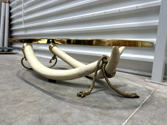 Image 1 of Italo Valenti faux elephant tusks coffee table