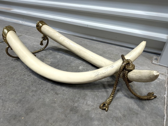 Image 1 of Italo Valenti faux elephant tusks coffee table