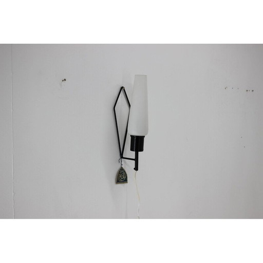 Vintage metal and glass wall lamp for Instala Děčín, Czechoslovakia 1970