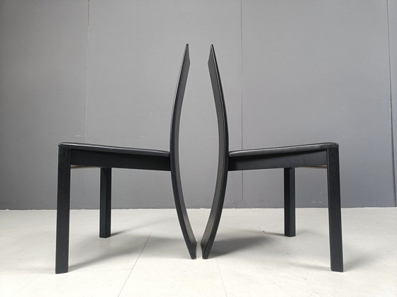 Image 1 of Curved Black Wooden Dining Chairs, 1980S