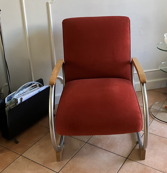 Image 1 of Fauteuil tubulaire Tubax avec accoudoirs en bois