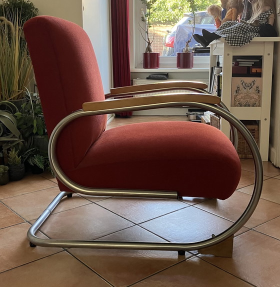 Image 1 of Fauteuil tubulaire Tubax avec accoudoirs en bois