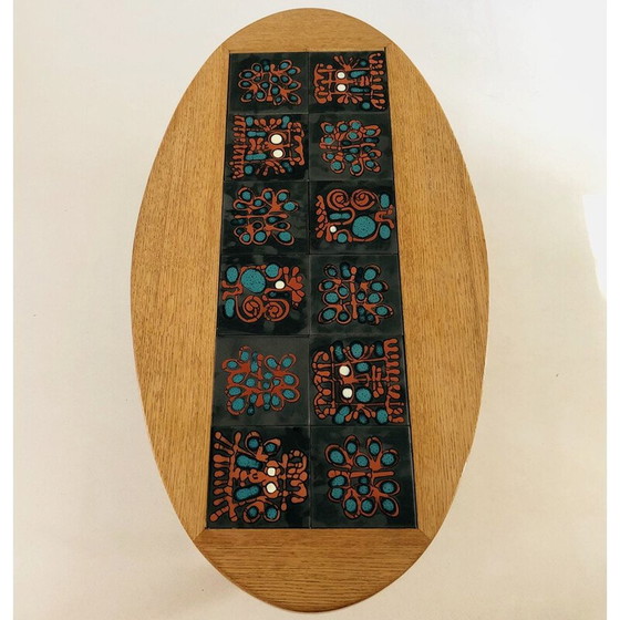 Image 1 of Vintage oval coffee table in solid light oak by Guillerme et Chambron, France 1960