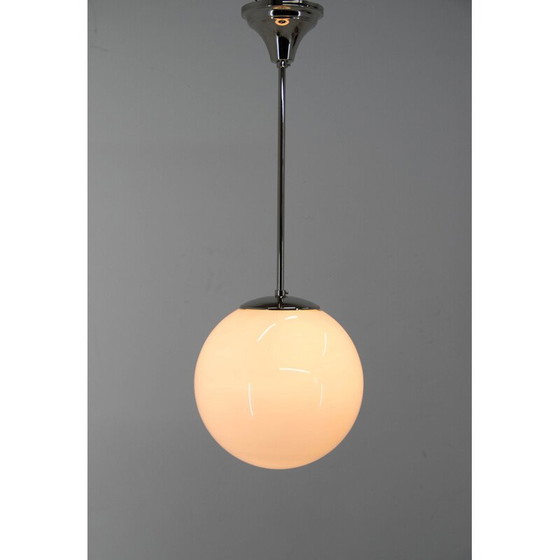 Image 1 of Set of 3 vintage Art Deco pendant lamps with opal glass shades