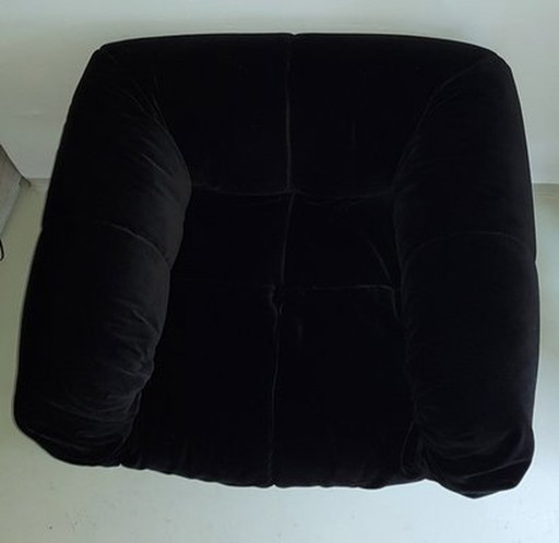 Black Pecorelle Velvet Armchair By Cini Boeri For Arflex, 1972