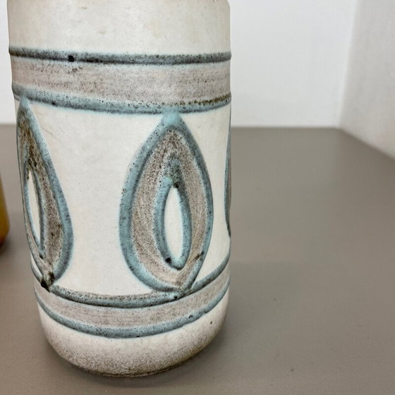 Image 1 of Set di 3 vasi vintage in ceramica di lava grassa "Multi-Color" di Scheurich, Germania, anni '70