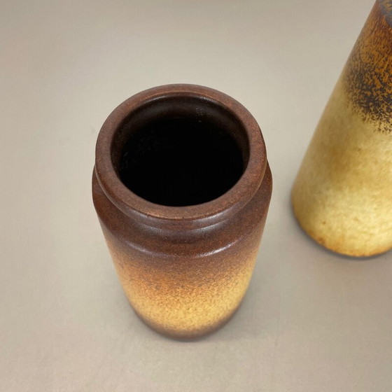 Image 1 of Set di 3 vasi vintage in ceramica di lava grassa "Multi-Color" di Scheurich, Germania, anni '70