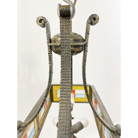 Image 1 of Lampadario vintage in vetro colorato di Poliarte, Italia 1970