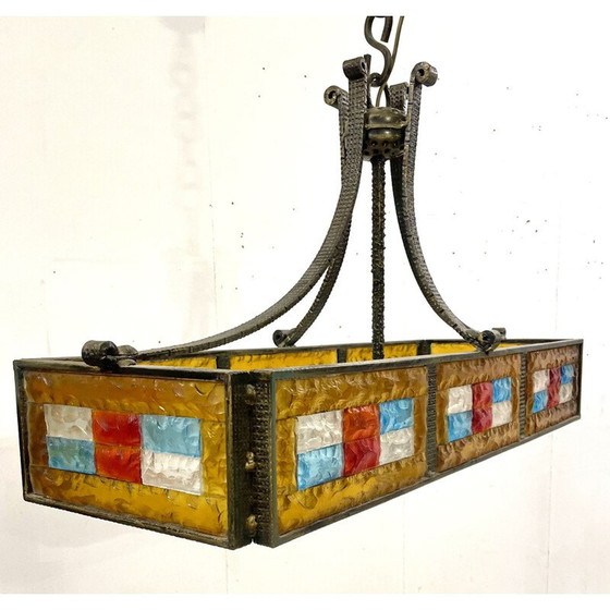 Image 1 of Lampadario vintage in vetro colorato di Poliarte, Italia 1970