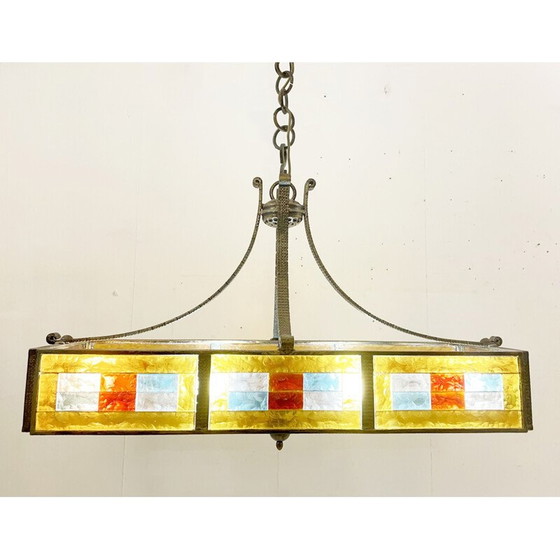 Image 1 of Lampadario vintage in vetro colorato di Poliarte, Italia 1970