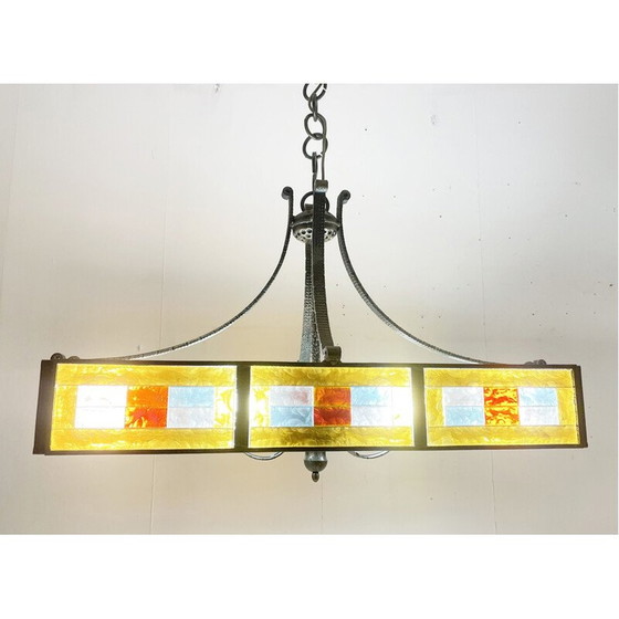 Image 1 of Lampadario vintage in vetro colorato di Poliarte, Italia 1970