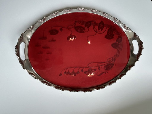 Tray Art Nouveau / Jugendstil Porcelain With Tin