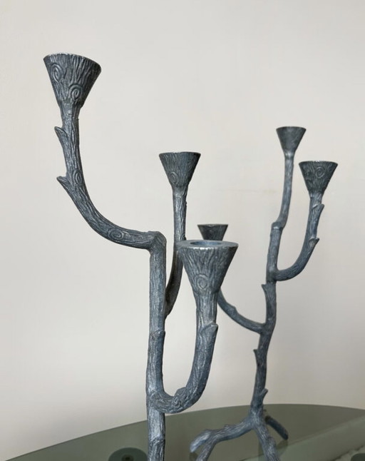 70's Aluminium Plant Design Candlesticks