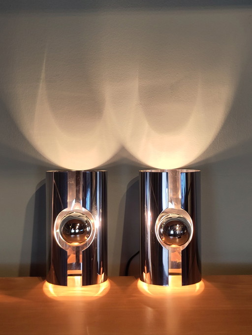 2X Wall Lights Polam Space Age Chrome