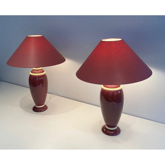 Image 1 of Pair of vintage ceramic lamps, France 1970