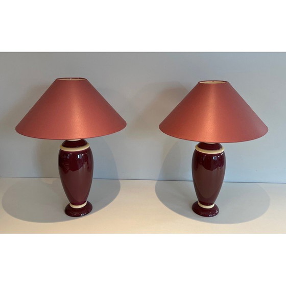Image 1 of Pair of vintage ceramic lamps, France 1970