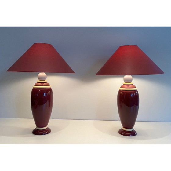 Image 1 of Pair of vintage ceramic lamps, France 1970