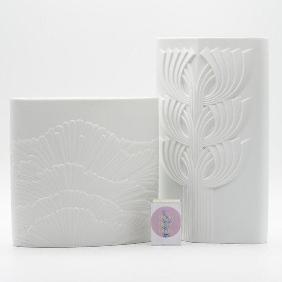 Image 1 of Rosenthal Rosemonde Nairac Bisque Porcelain Vase Duo Tree Of Life&amp;Anemone Op-Art