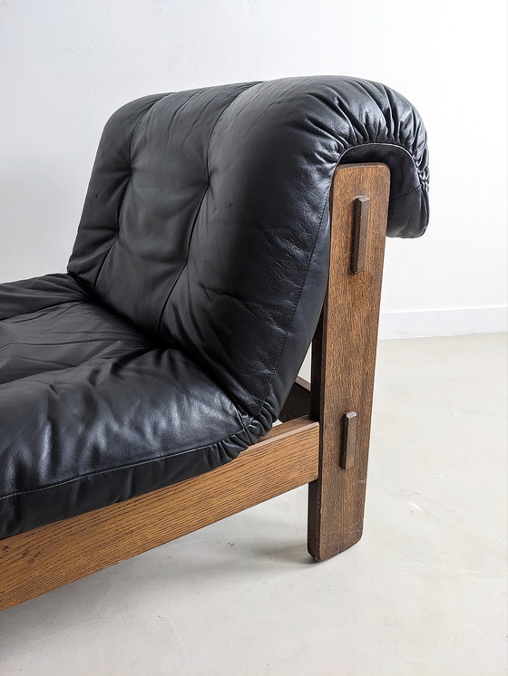 Image 1 of Brutalist Zwart Lederen Lounge Chair