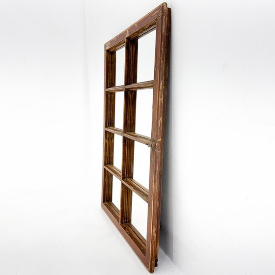 Image 1 of Pair of vintage wooden windows transformed into mirrors
