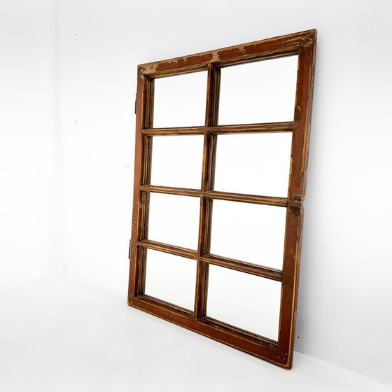 Image 1 of Pair of vintage wooden windows transformed into mirrors
