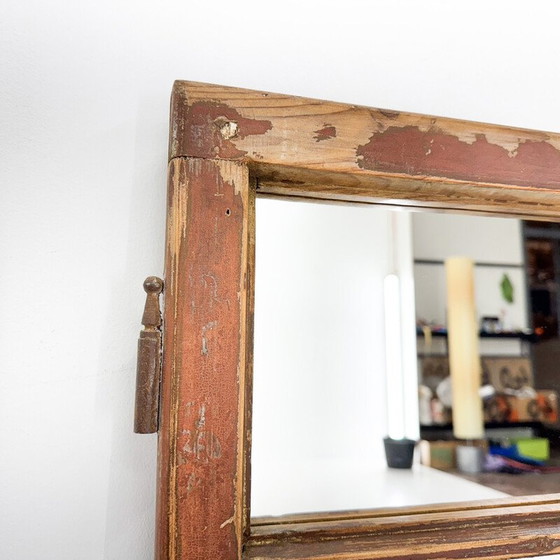 Image 1 of Pair of vintage wooden windows transformed into mirrors