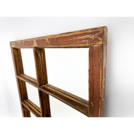 Image 1 of Pair of vintage wooden windows transformed into mirrors