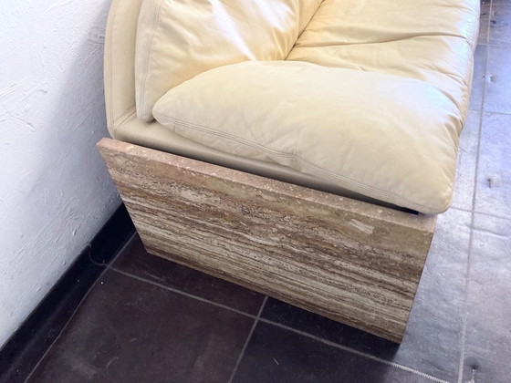 Image 1 of Two-seater sofa travertine leather design Burkhard Vogtherr For Hain&Thome 80s