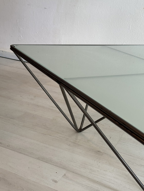 Image 1 of Vintage coffee table glass metal Paolo Piva style