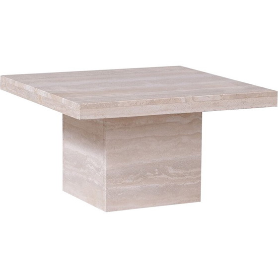 Image 1 of Vintage square coffee table in travertine, Belgium 1970
