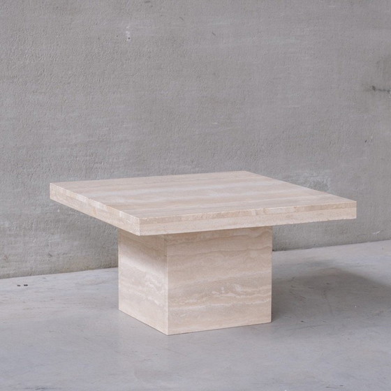 Image 1 of Vintage square coffee table in travertine, Belgium 1970