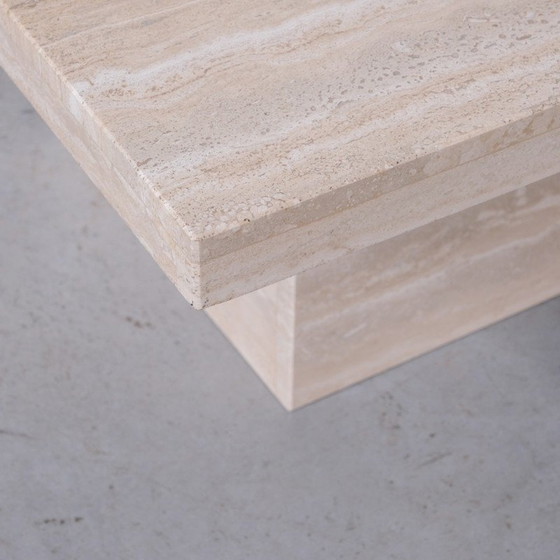 Image 1 of Vintage square coffee table in travertine, Belgium 1970