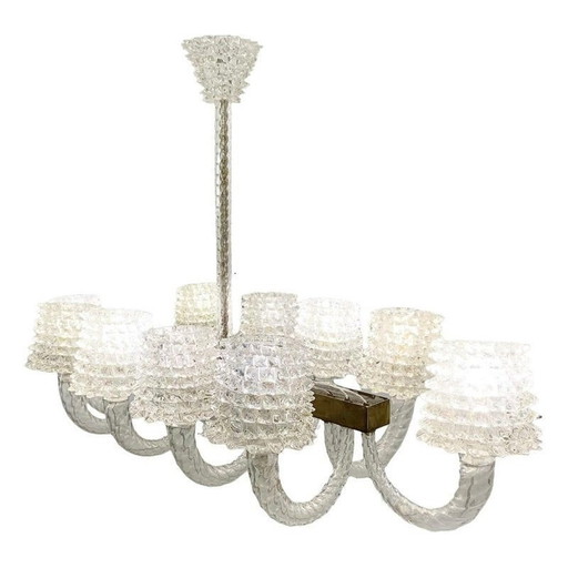 Vintage Rostrato glass chandelier by Ercole Barovier, Italy 1940s