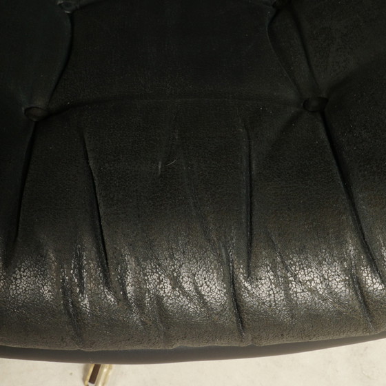 Image 1 of Vintage black swivel armchair - skai leather - 1960s