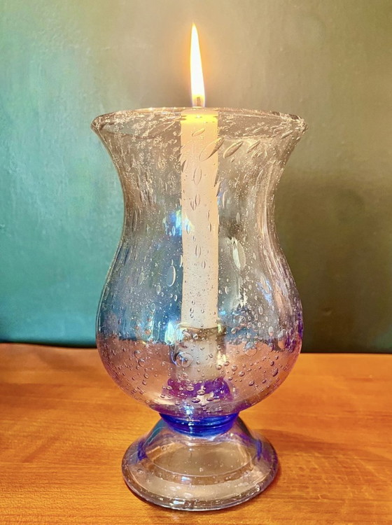 Image 1 of Blue Blown Glass French Candle Jar