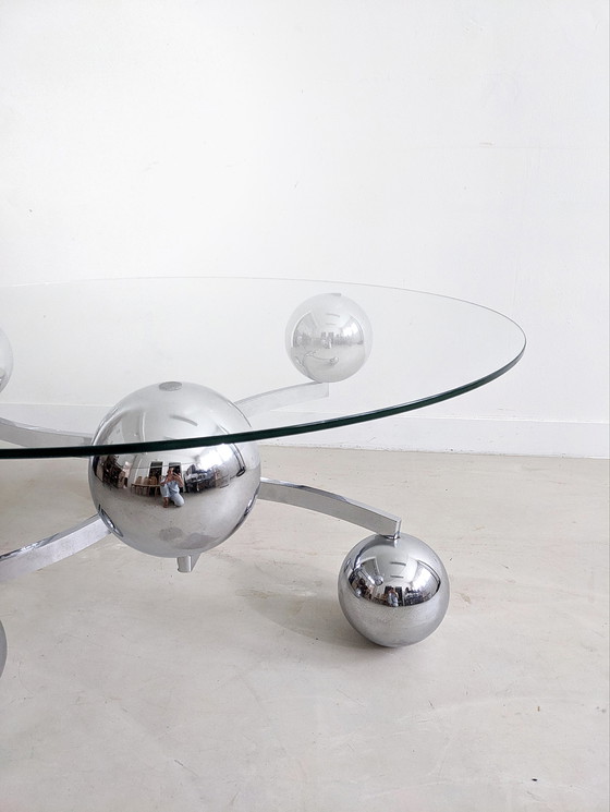 Image 1 of Chrome & Glass Sputnik Coffee Table 1960's