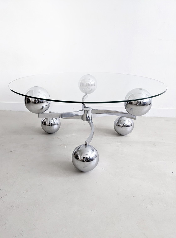 Image 1 of Chrome & Glass Sputnik Coffee Table 1960's