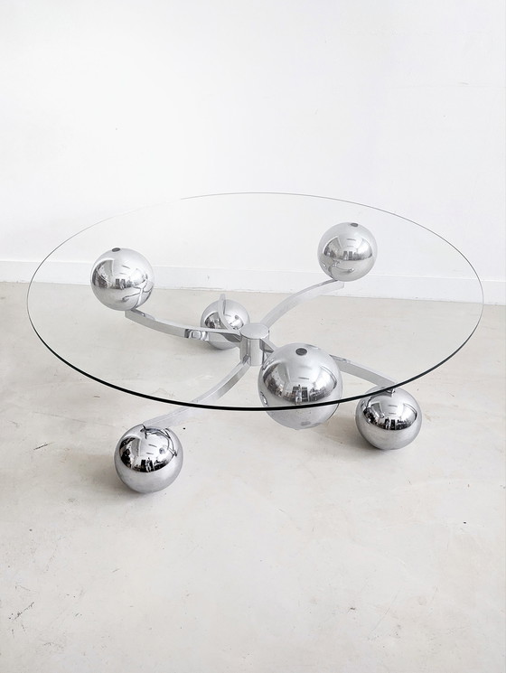 Image 1 of Chrome & Glass Sputnik Coffee Table 1960's