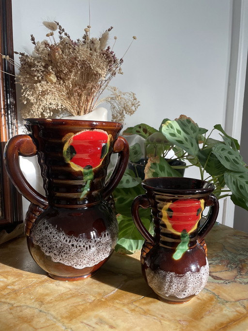 Duo of Vintage Vases Signed Vallauris