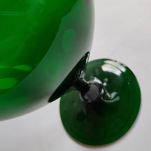 Vase / pichet en verre étrusque Empoli Verde, années 1940